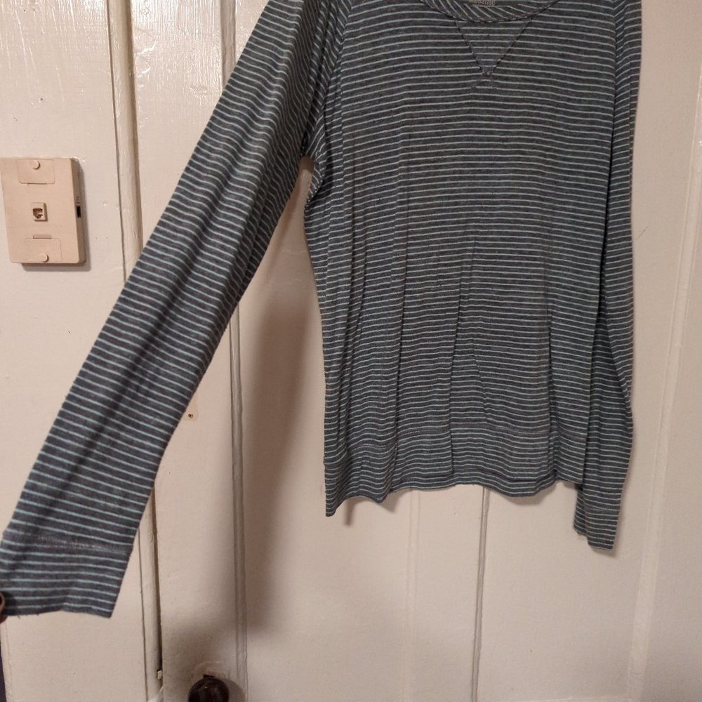 Grey and blue striped shirt